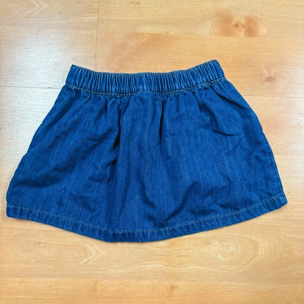 Oshkosh Blue Faux Denim Chambray Pull-on Button Detail Skirt Toddler Girls 4T